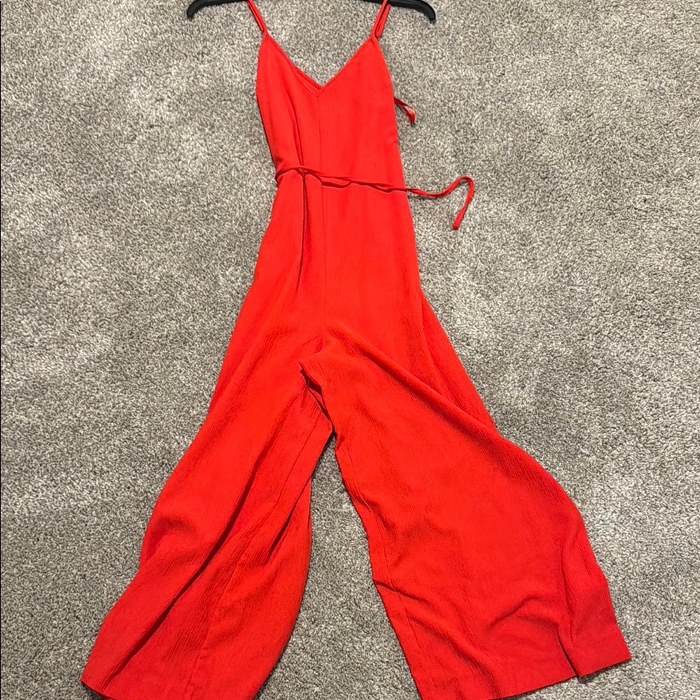 Gianni Bini Red Wide-Leg Spaghetti Strap Jumpsuit